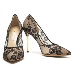 NEW Nicholas Kirkwood Black Lace Sheer Mesh Floral Stiletto Heels Pumps 9